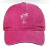 Coconut Tree Embroidered Washed Retro Duckbill Cap - Distressed Unisex Curved Brim Baseball Hat.