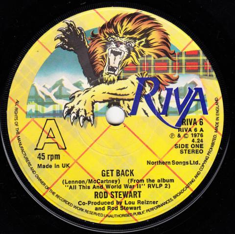 

7inch Record ROD STEWART - Get Back RIVA6 Riva 1976 UK Rock Used