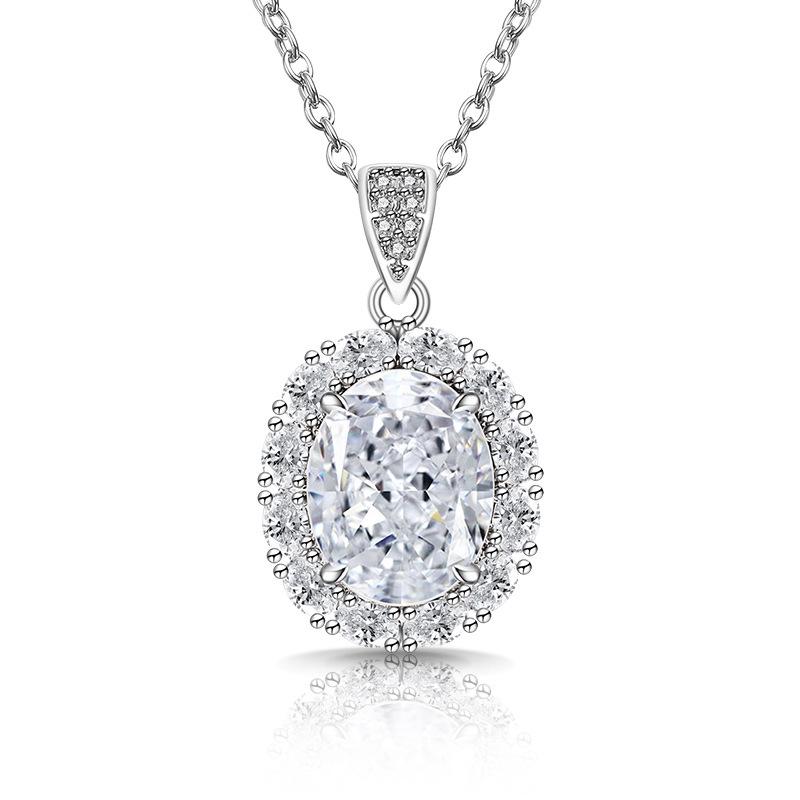 Flashy Ice Flower Cut Gemstone Necklace with High Carbon Diamond Pendant - Women's Fashionable Luxury Jewelry