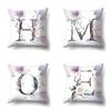 Decorative 26 Letters Polyester Pillow Case For Sofa Alphabet Flowers Printed Cushion Cover Case Home Decor Almofada 45X45Cm