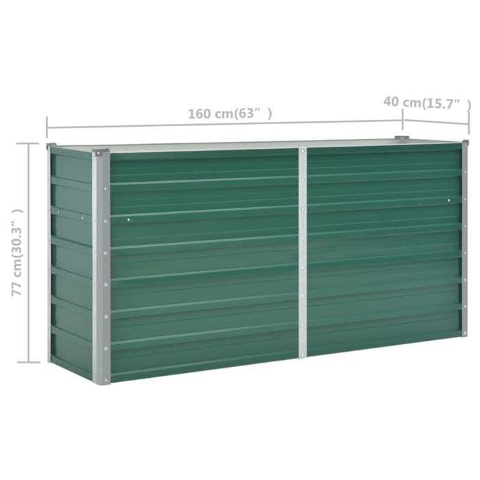 VidaXL Lit surélevé de jardin Acier galvanisé 160x40x77 cm Vert