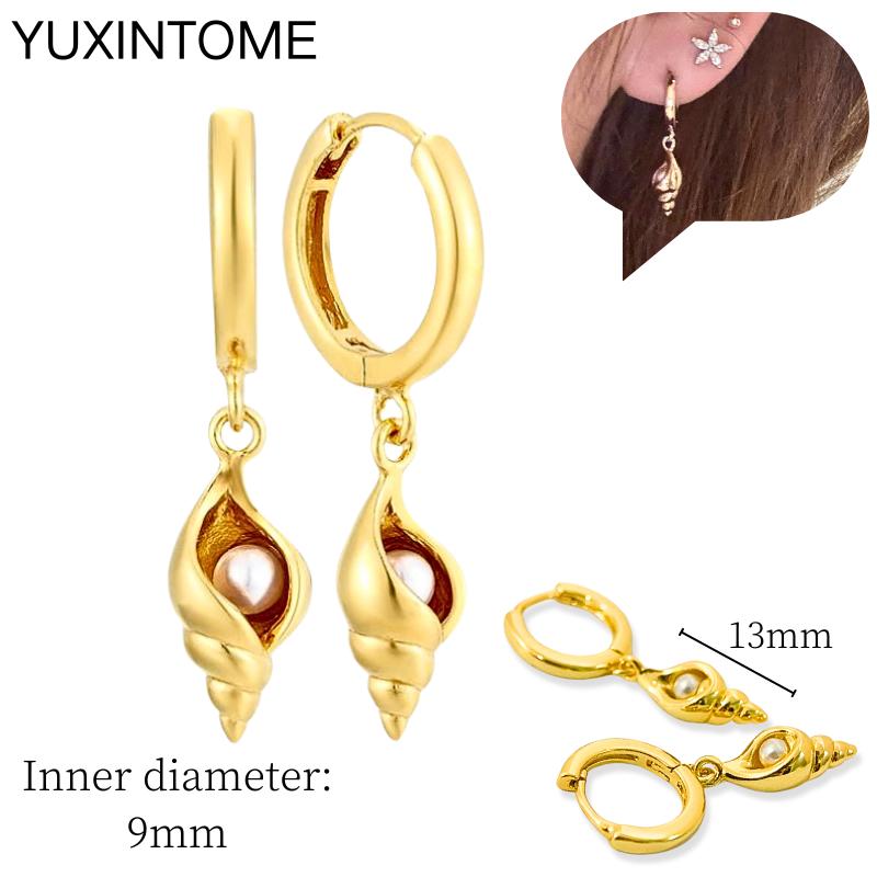925 Sterling Silver Needle Vintage Square Round Pendant Earrings For Women Crystal Shell Geometric Earrings Fashion Jewelry
