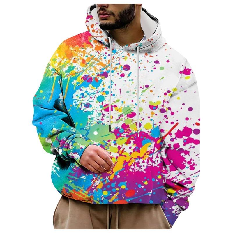 Fashion Gradient Color Graffiti Hoodies 3D Print Men Streetwear Hooded Sweatshirts Oversized Hoodie Pullovers Man Clothing