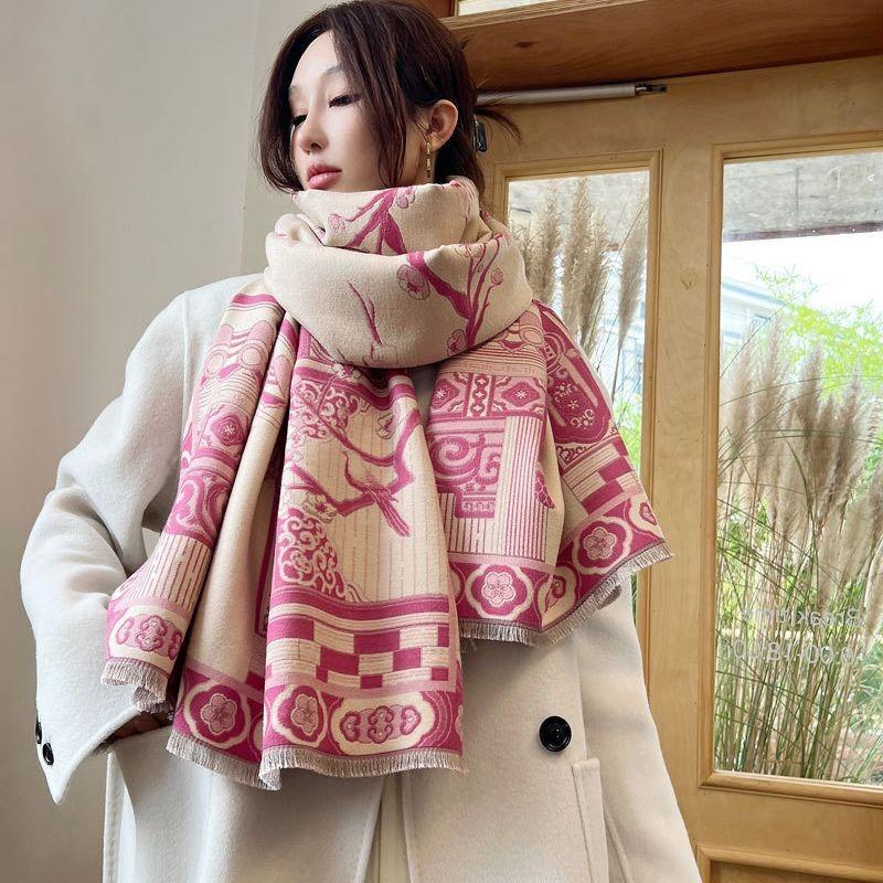 Autumn and winter new jacquard scarf high-end imitation cashmere shawl versatile double-sided warm scarf