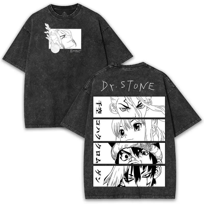 

Dr Stone Anime Kohaku Ishigami Senku Graphic Tshirt Vintage Washed Oversized T Shirt Men Women Clothes Cotton Short Sleeve Tee S