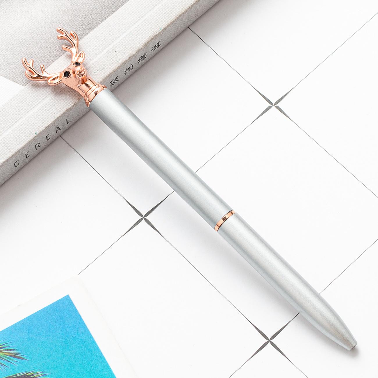 

1 шт. Креативна багатоколірна кулькова ручка з головою оленя, діловий метал, офісні обертові ручки, шкільні канцелярські товари. Ink Color：Black