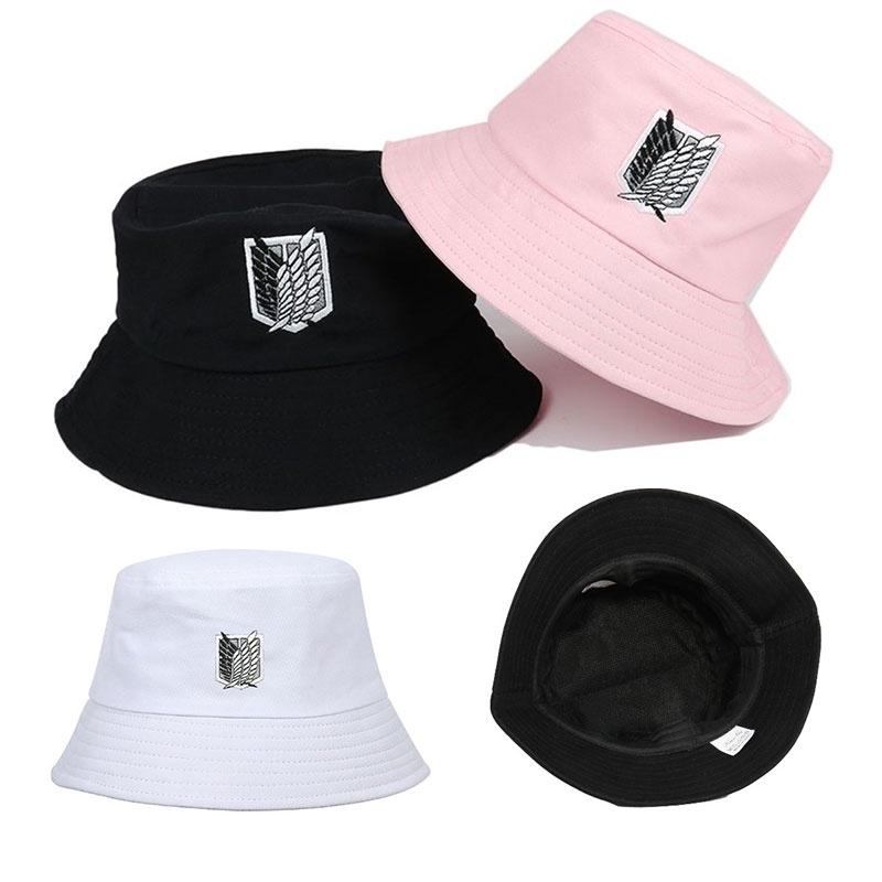 Stylish Attack On Titan Flat Top Basin Hat For Beach And Outdoor Activities, Sun-proof Wide Brim Bucket Hat