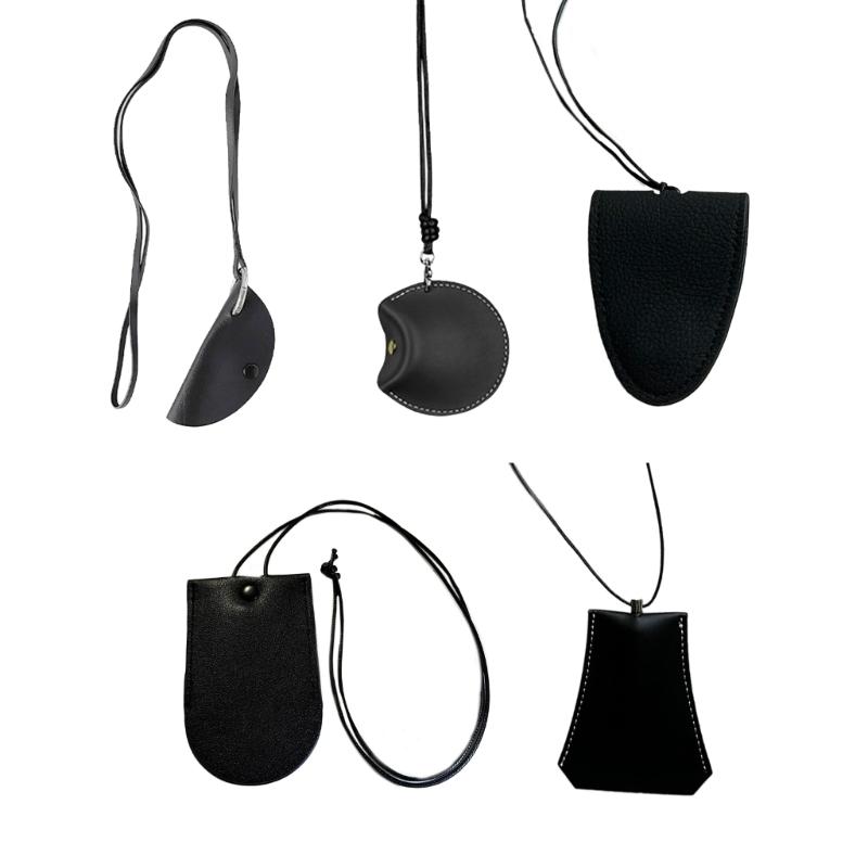 Leather Travel Accessory Holder Versatile Leather Bag with Easy to Use Buckles Straps Practical Neckalce Pouches