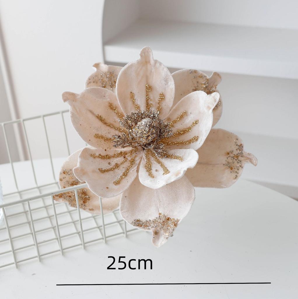Christmas flower gold simulation Christmas tree decoration flower 20cm sequined flannel home decoration
