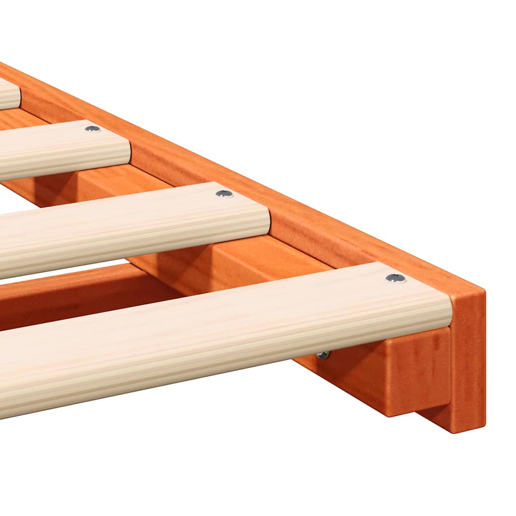 Bed Frame Wax Brown 180 x 210 cm Solid Pine Wood