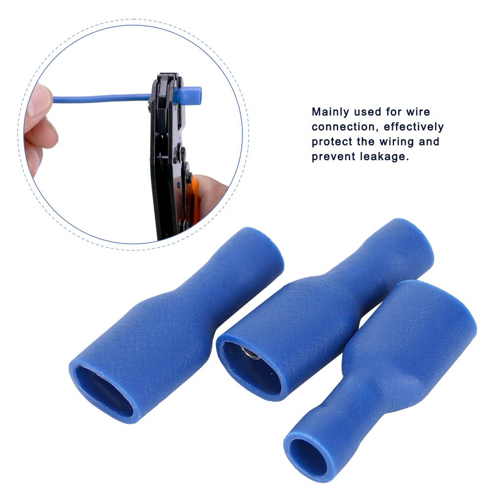 1000Pcs FDFD2250 Blue PVC All Insulation Wire Connector Female Terminals for Electric Engineering