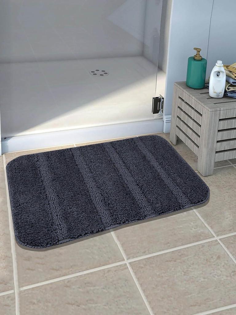 Microfiber Soft Anti Slip Rectangular Door Mat|Bath Mat Set of 2 (Grey, 35X50 CM)