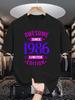 Unisexs Awesome Since 1986 Limited Edition Graphic Tee Retro Birthday Text Print O Neck Short Sleeve Cotton Casual Tops For Unisex
