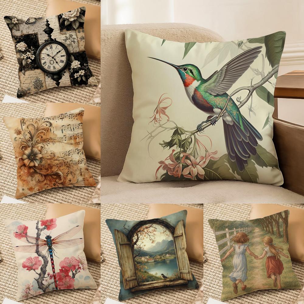 Vintage Floral Cushion Cover Soft Plush DoubleSided Printed Sofa Pillow Cushion Cover Cozy AllSeason Durable Decor Gift