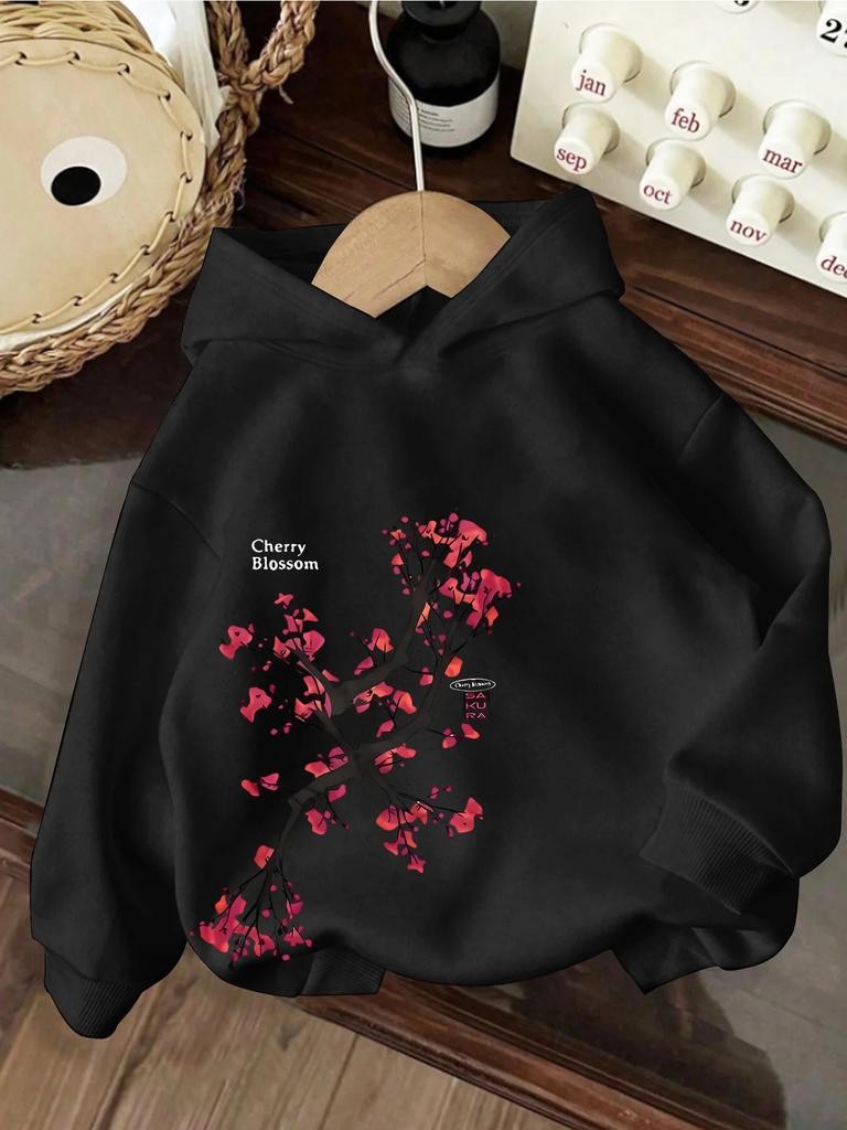 New autumn/winter casual hooded sweatshirt with delicate cherry blossom patternsoft and perfect as aChristmas gift for children.