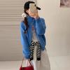 Korean Style Loose Knit Cardigan with Stand Collar and Double Zipper - Casual Short Jacket for Women