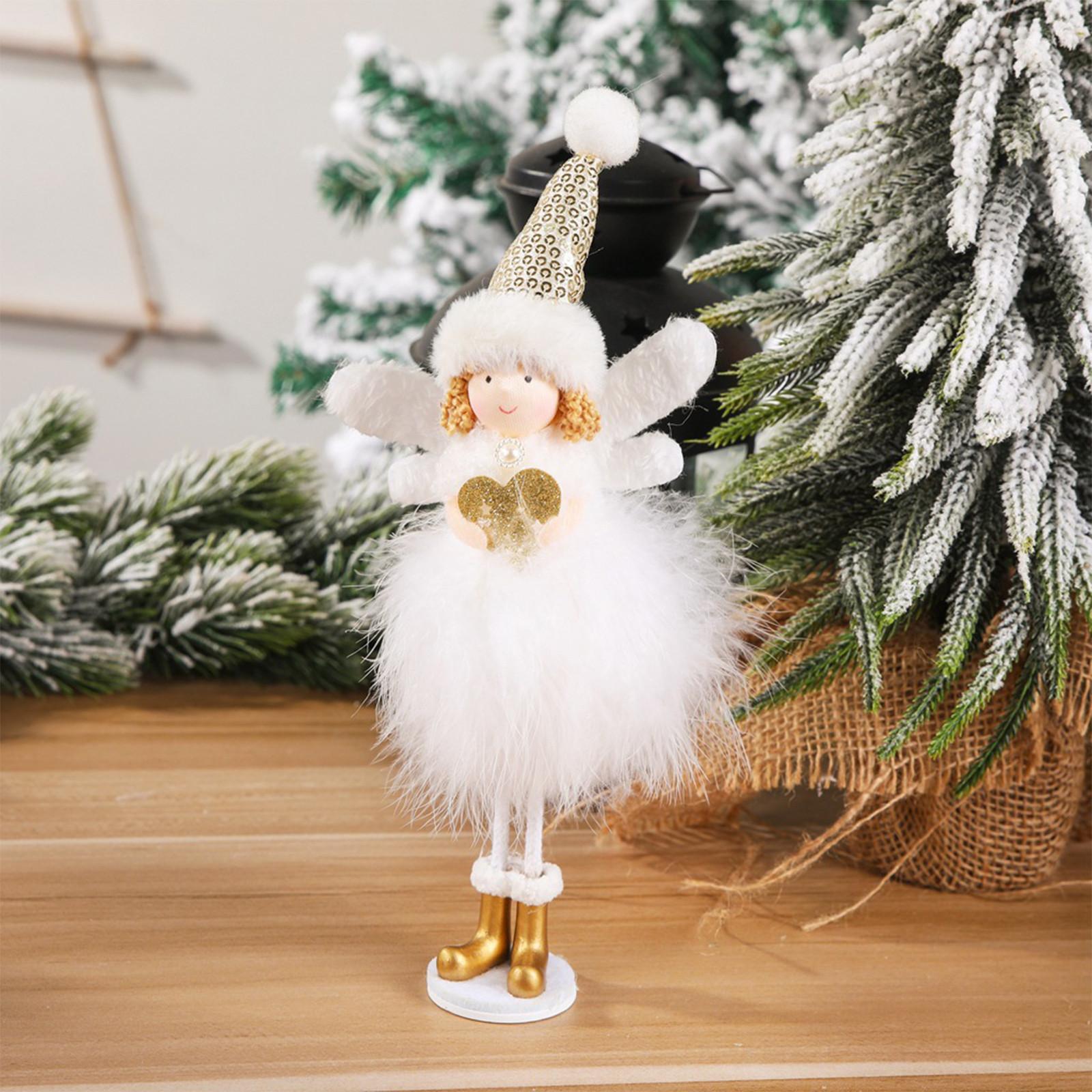 

Рождественский декор Ангелы ручной работы Рождественские плюшевые украшения в виде ангела Декоры для рождественской елки Рождественские украшения Домашний декор One Size белый