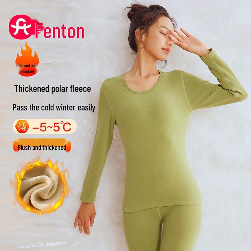 Fenteng Women's Thickened Fleece Thermal Underwear Set