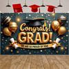 Congrats Grad Banner Diploma Decoration Grad Photo Backdrop Graduation Display Star Pattern Graduation Decor Banner For Grad