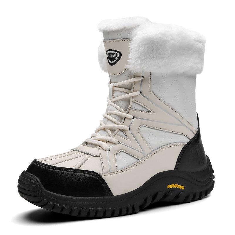 Winter Large Size Versatile High-top Cotton Shoes Thick-soled Waterproof Snow Boots Women's Velvet Warm and Thicker