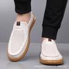 Fashion Men's Shoes Men's First-layer Cowhide Shoes Breathable Driving Soft-soled Beanie Shoes Casual Leather Shoes
