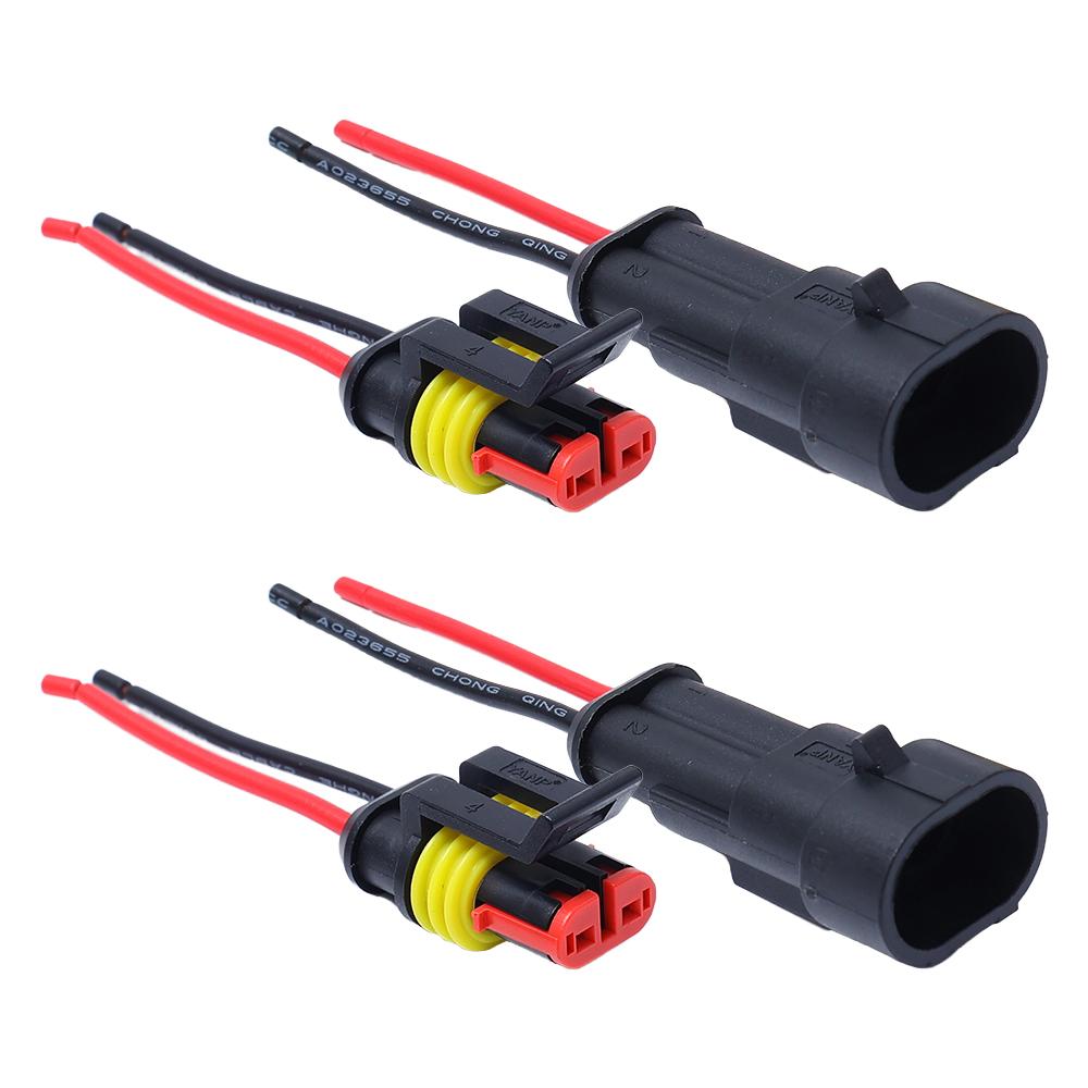 2P Car Waterproof Connector 2-pin Auto Motorcycle Scooter Marine Waterproof Male Female Electrical Connector Plugs with Wire