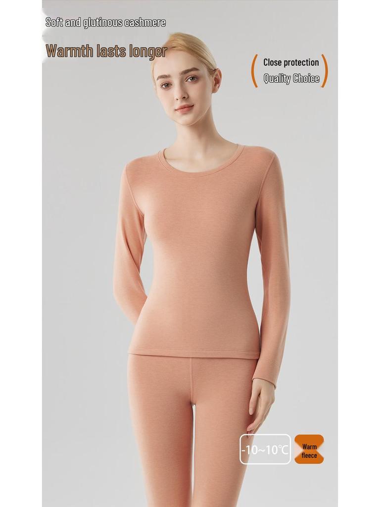 Women's Cashmere Fleece-Lined Heat-Generating Base Layer Leggings Set
