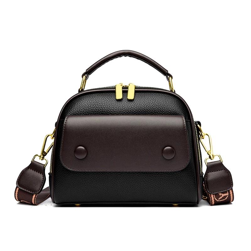 

Женские повседневные сумки через плечо, новые женские сумки с двойной молнией, модные сумки из однотонной кожи, брендовые дизайнерские женские сумки