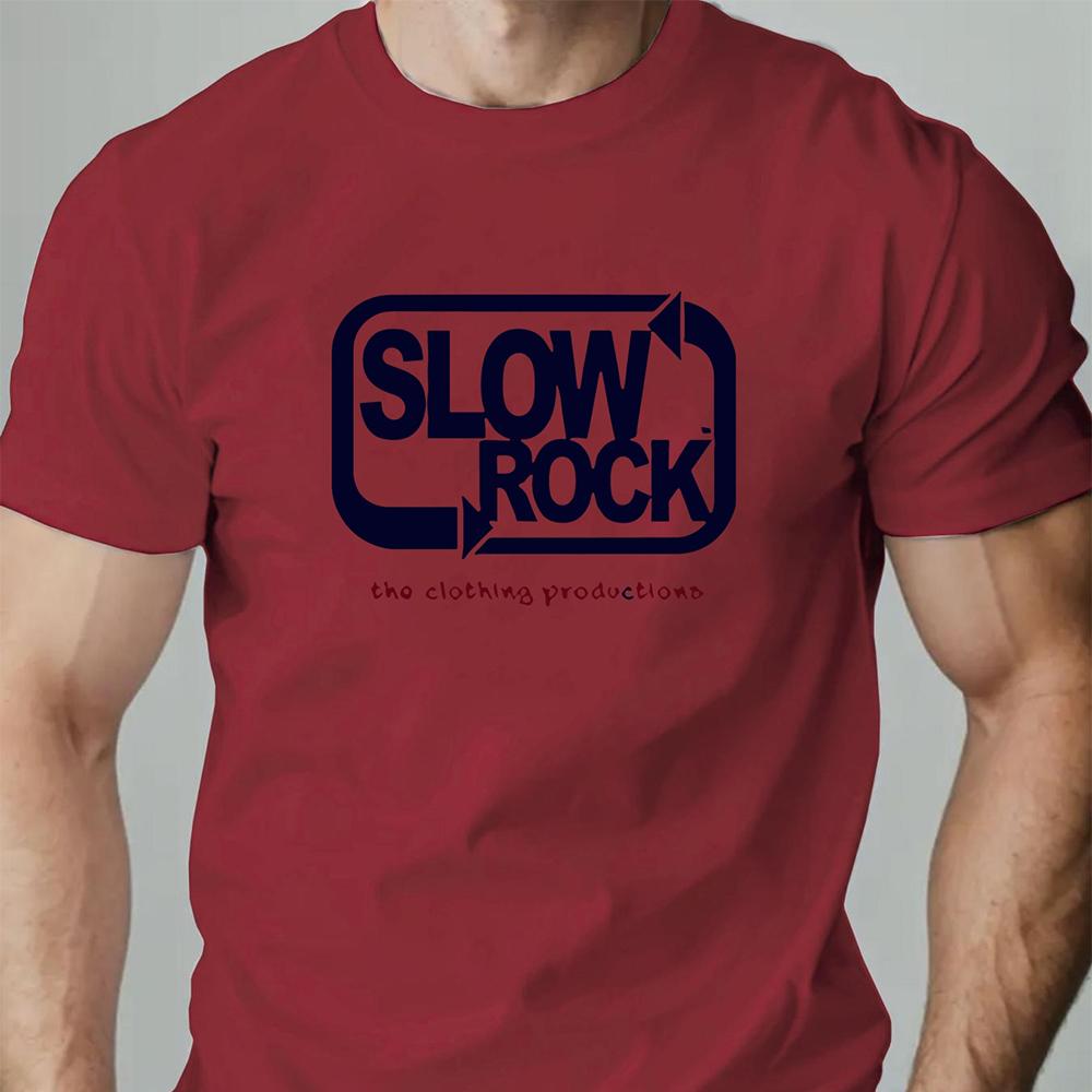 Men's T Shirt Slowrockk Pattern Printed Summer Fashion Leisure Breathable Men Round Neck T-shirt High Quality Men's Clothing
