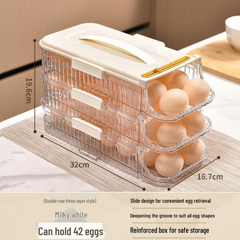 Refrigerator Egg Storage: Automatic Rolling Food-Grade Rack for Fresh-Keeping