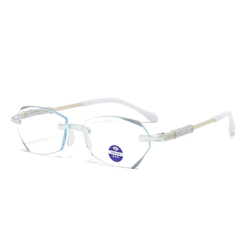 Douyin Style Frameless Reading Glasses: Fashionable, Blue Light-Blocking, Smart Zoom with Auto Diopter Adjustment