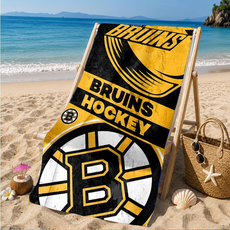 Bruins Emblem Hockey Beach Towel, Super Soft Microfiber, Perfect Gift for Her/Him, Birthday, for Pool, Beach, Travel, Decor Beach Party