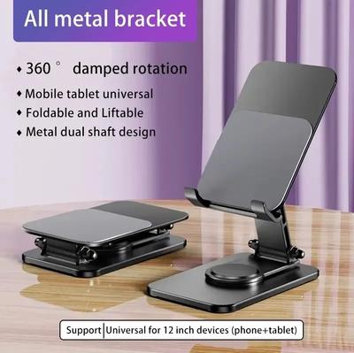 360° Rotating Metal Mobile Phone Holder Portable Folding Lazy Desktop Live Bracket For iPhone 15 14 Samsung Phablet Phone Holder