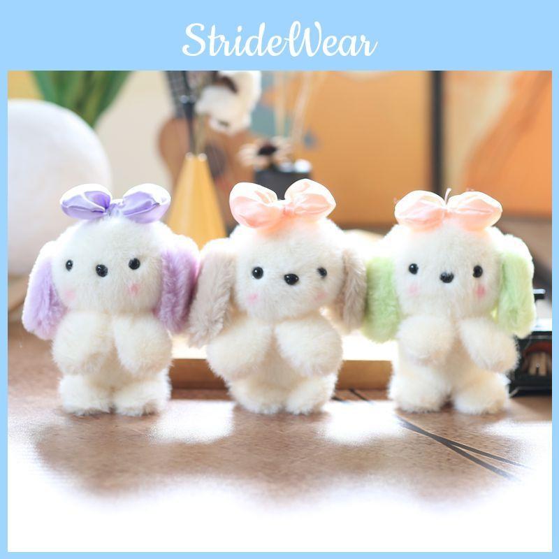Plush Puppy Cute Keychain Bow Stuffed Animal Short Fur Gift For Girls Teens
