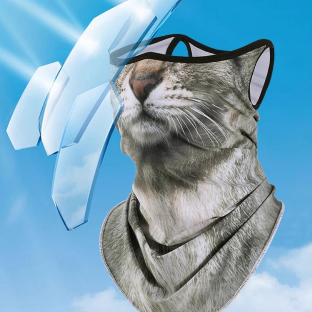 2026 New Summer Neck Protection Cycling Face Mask Integrated Sun Protection Mask 3d Three-dimensional Animal Cat Cycling Mask