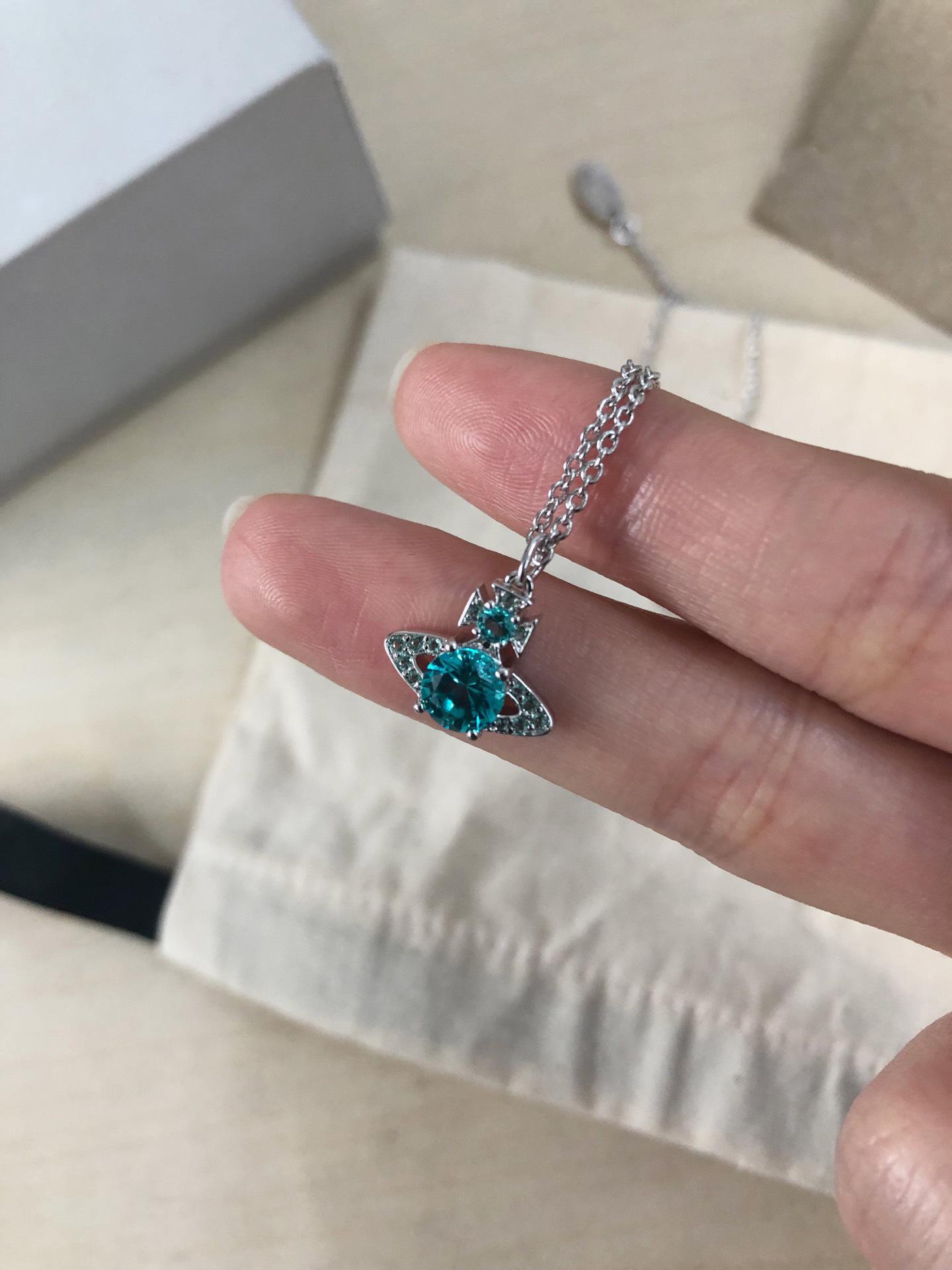 Ожерелье и серьги «Слеза Русалки» с изумрудом Сатурна и бриллиантом - Роскошные, премиальные для женщин High Version