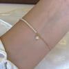Real  Sterling Silver Pearl Bead Chain Round Charm Bracelets for Women Minimalist Classic Fine  Accessories