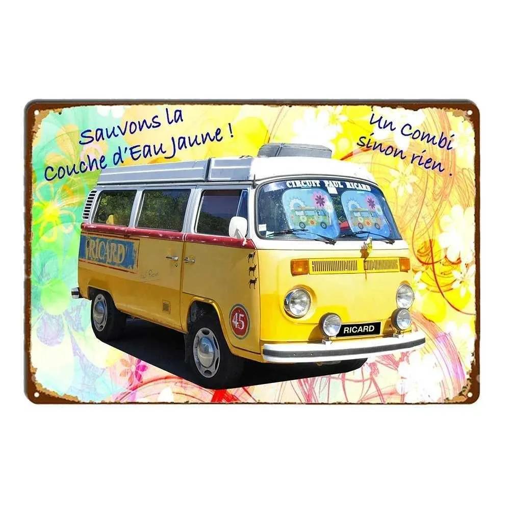Peace Bus Beach Surfing Cartoon Wall Logo Retro Art Metal Plate Decoration Tin Logo Garage Bar Wall Decoration Tinplate Poster
