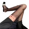 Seductive Black Fishnet Stockings with Bow and Letter Details - Plus Size European and American Styles