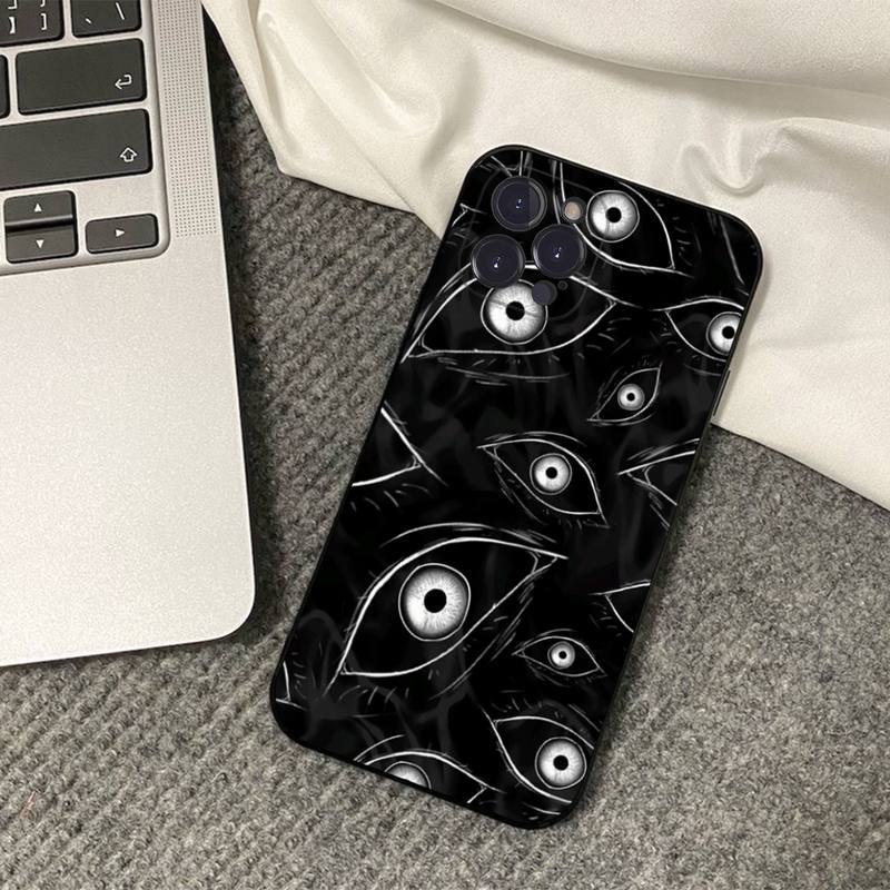 Scary Face Eyes Phone Case Silicone Soft for Iphone 14 13 12 11 Pro Mini XS MAX 8 7 6 Plus X XS XR Cover