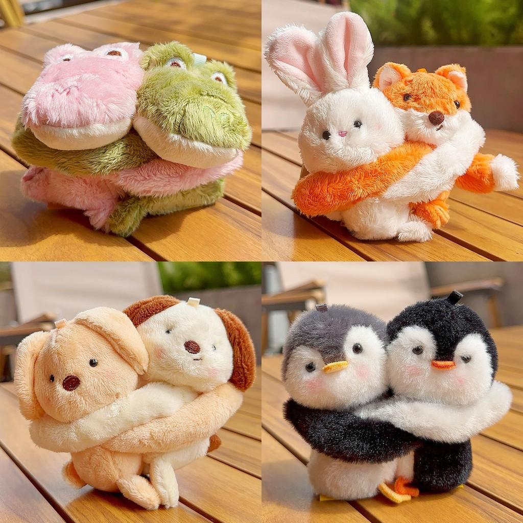 Monkey Cute Rabbit Fox Dog Penguin Cartoon Animal Pair Plush Toy Pendant