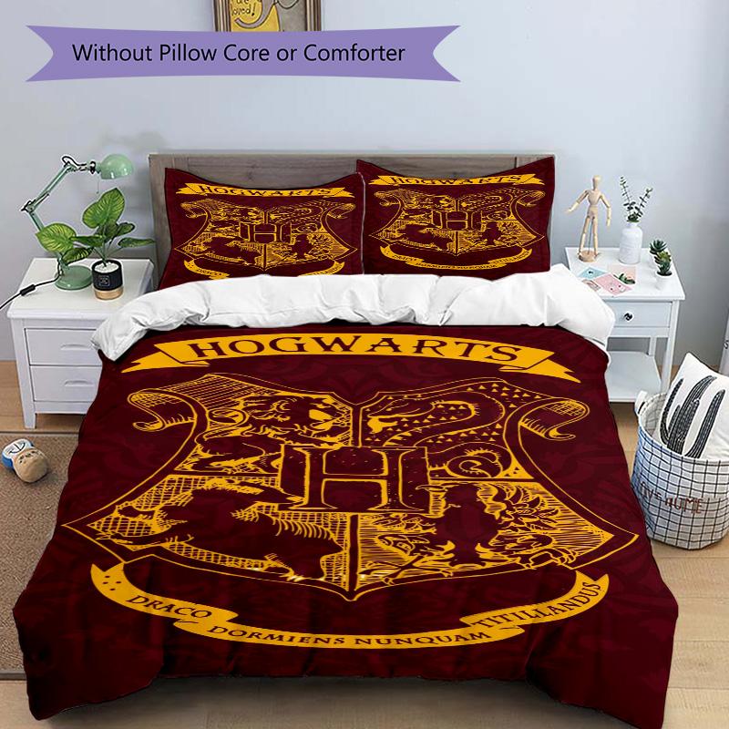Hogwarts Crest Mystery Print 3Pcs Bedding Setduvet Cover With 2 Bedropillowcase Home Birthday Gift