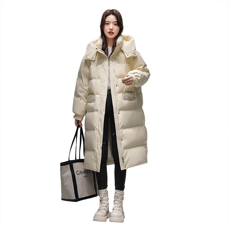 Medium and long down jacket women's 90 down duck down winter new Korean version women's down jacket high sense