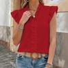 Damen Unifarben Rüschen Ärmel Bluse Elegant Lockerer Schnitt Bauchkontrolle Oberteil Frühling Sommer Außen Innen Kleidung