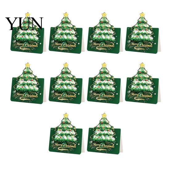 Christmas Atmosphere Decoration Cards 10 Pcs 3D Tree Greeting Cards, Holiday Postcards Decorative Bulk for New Year, Winter Xmas Party Supplies