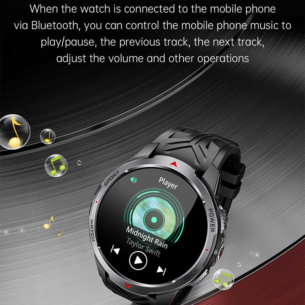 2025 New 1.7-inch Smart Watch Men 1100mAh High-Capacity Battery LED Torch & Compass 3ATM & IP68 Bluetooth Call Sports Smartwatch