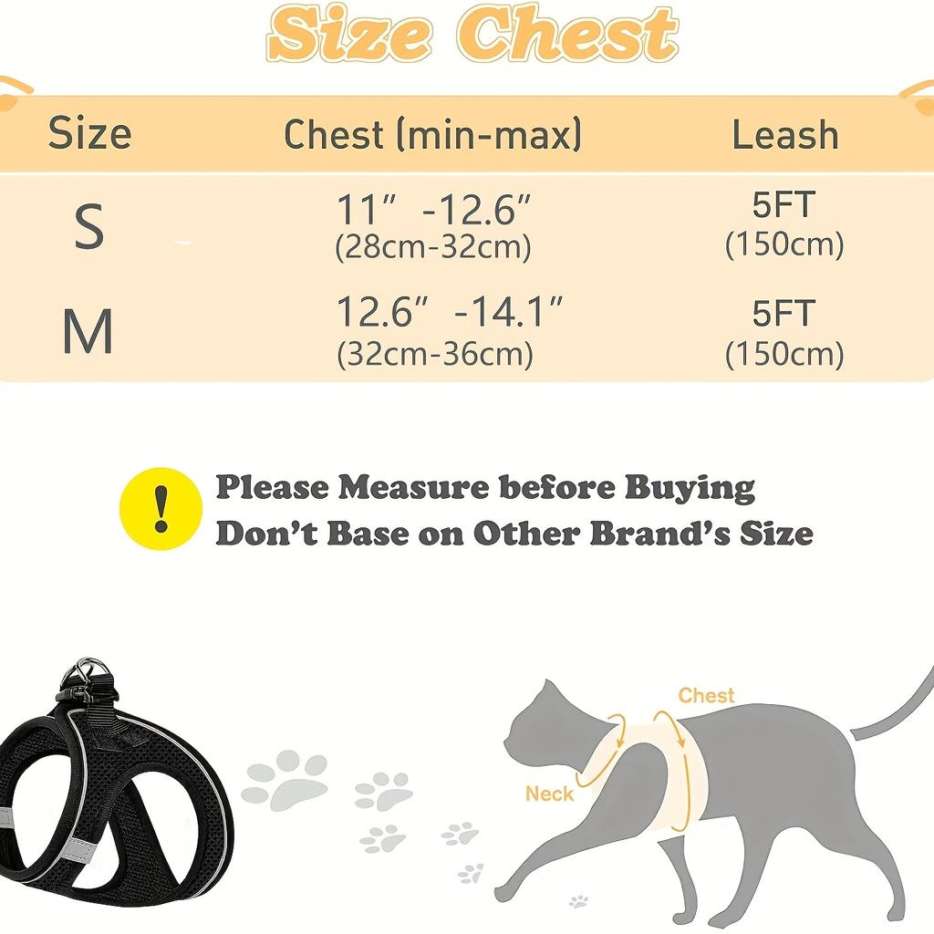 Cat Harness and Leash for Walking, Escape Proof Soft Adjustable Vest Harnesses for Cats, Easy Control Breathable Reflective Strips Jacket