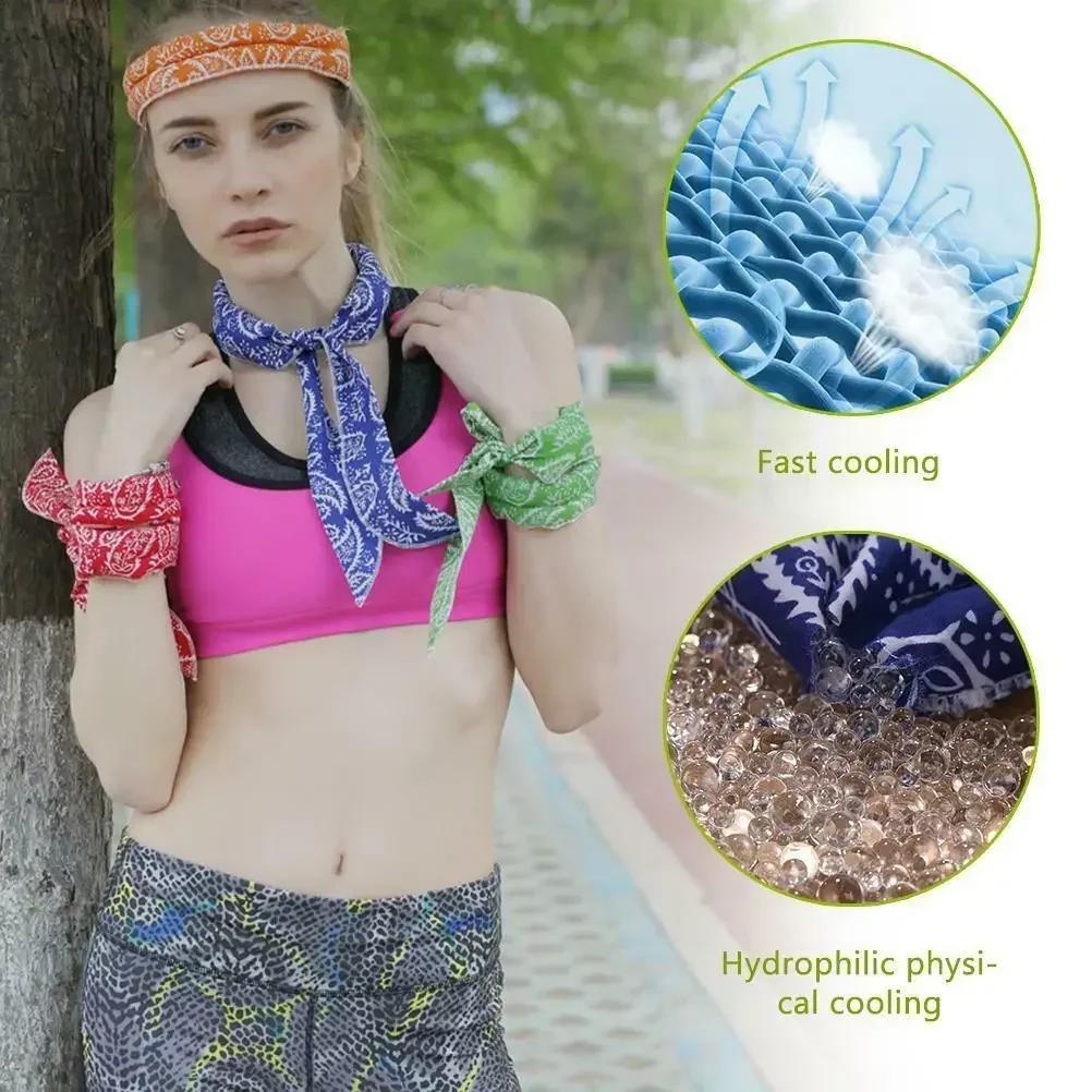 1Pcs Cool Scarf Neck Wrap Cooling Bandana Sports Scarf Instant Cooling Outdoor Sports Headband Chill Ice Sports Towel Wristband