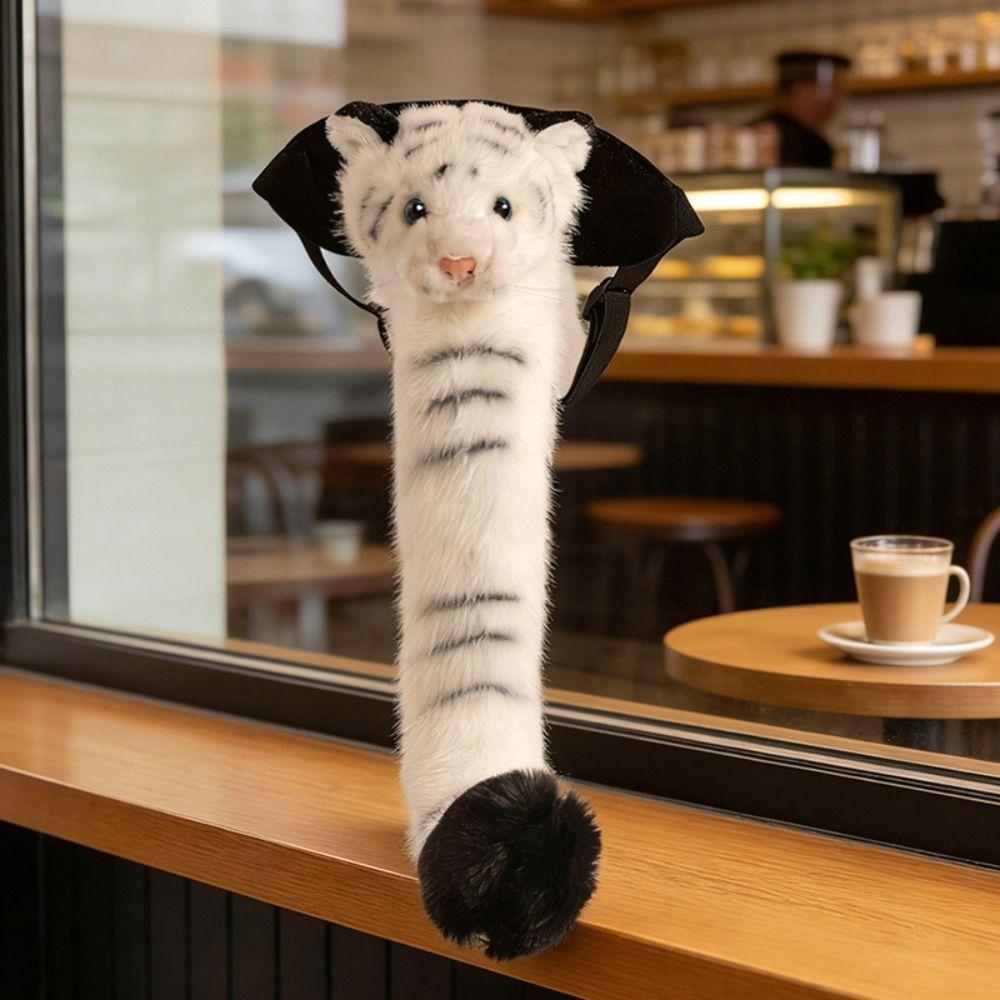 Lovely Plush Tiger Head Tail Tail Design Animal Tail Prop  Stage Supplies