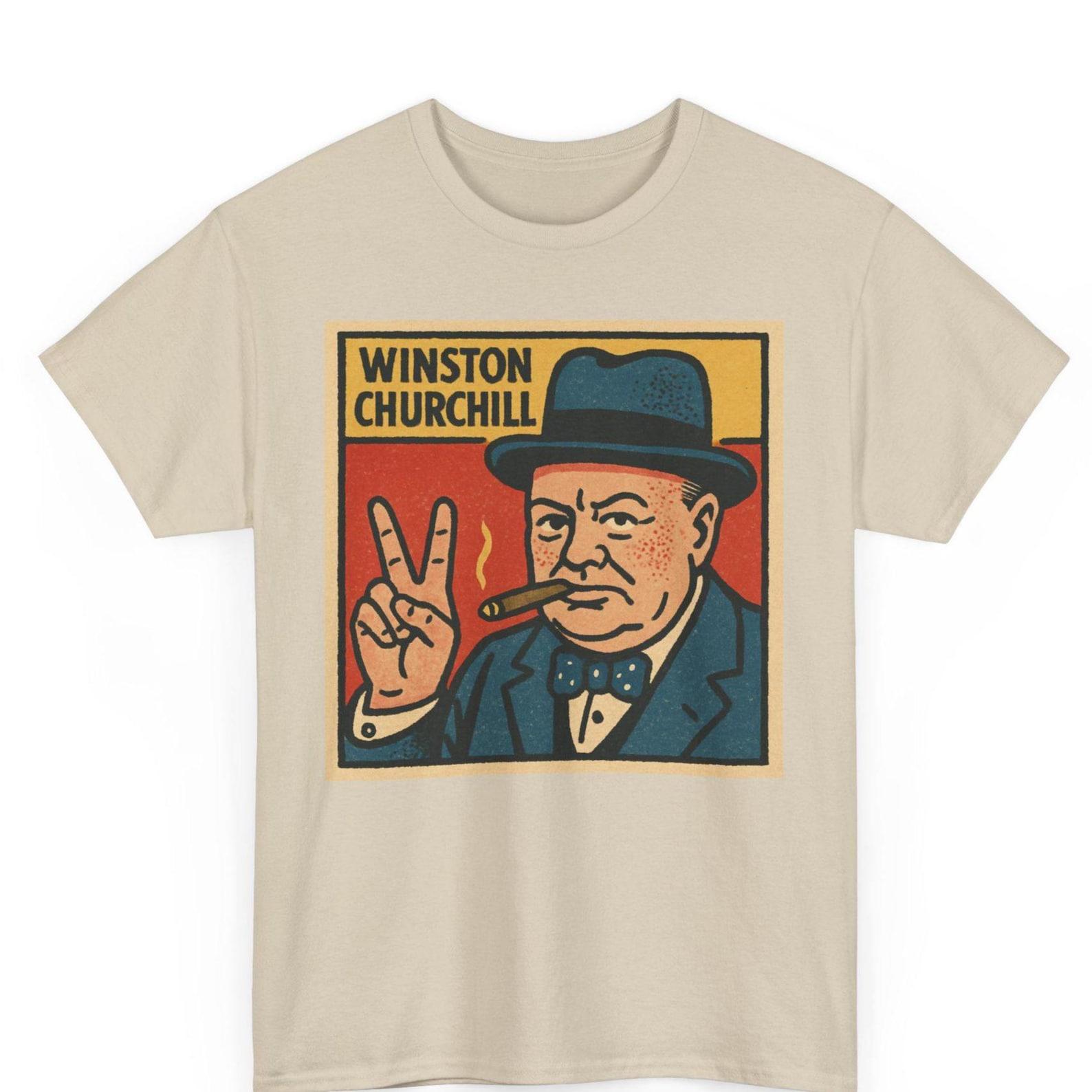 Winston Churchill Comic T-Shirt: Retro WWII Graphic Tee S